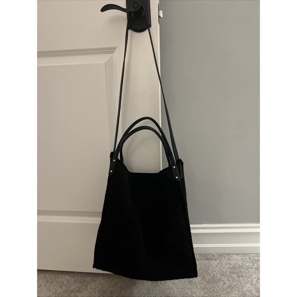 Rag & Bone Summer Passenger Tote Netted Leather Black - 13.5" x 13" - Picture 4 of 9